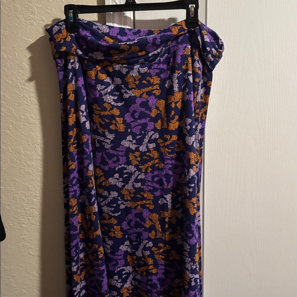 LuLa Roe Maxi Skirt/Dress- Floral Patterned Purple and Orange-2xl